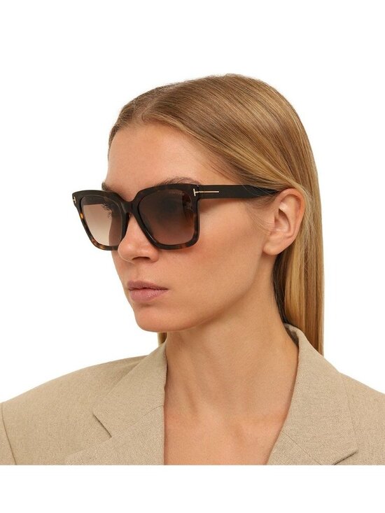 New Tom Ford Selby TF952 53P Havana Square Women Sunglasses Authentic main image 7